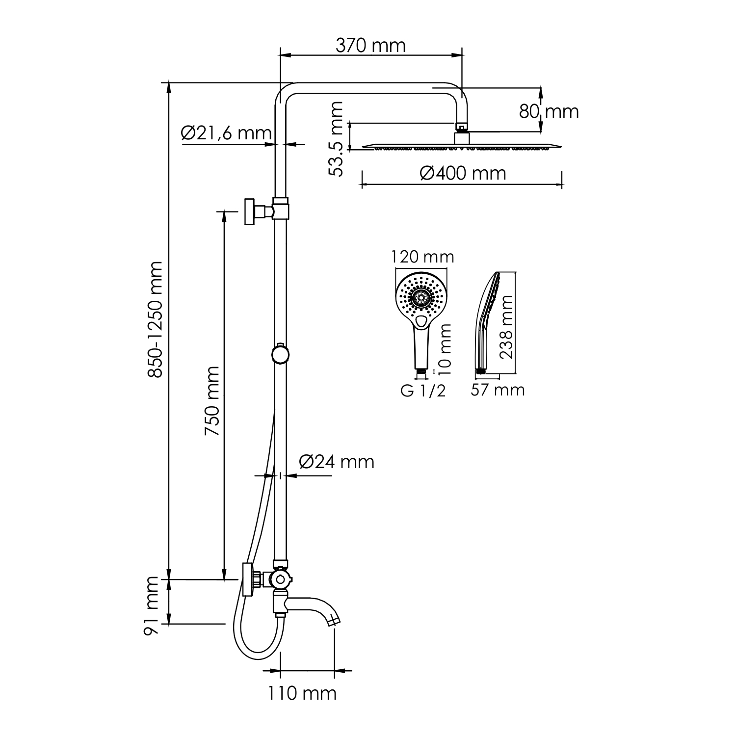 Душевая стойка WasserKRAFT A188.117.101.087.CH Thermo с термостатом, хром