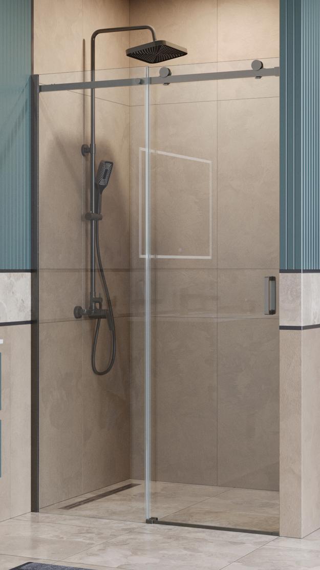 Душевая дверь BelBagno SOFT_CLOSE-2-BF-1-120-C-GM 120x200 прозрачная, оружейная сталь