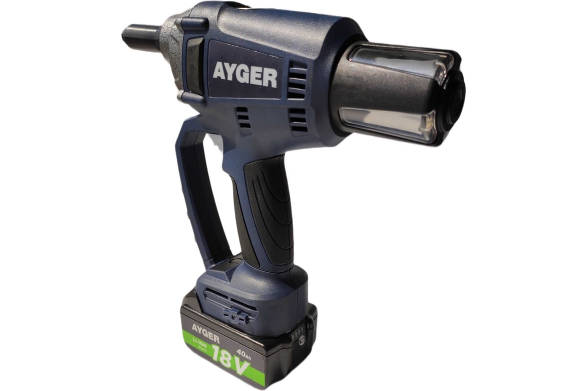 Заклёпочник аккумуляторный AYGER с одним аккумулятором 4Ah AP100