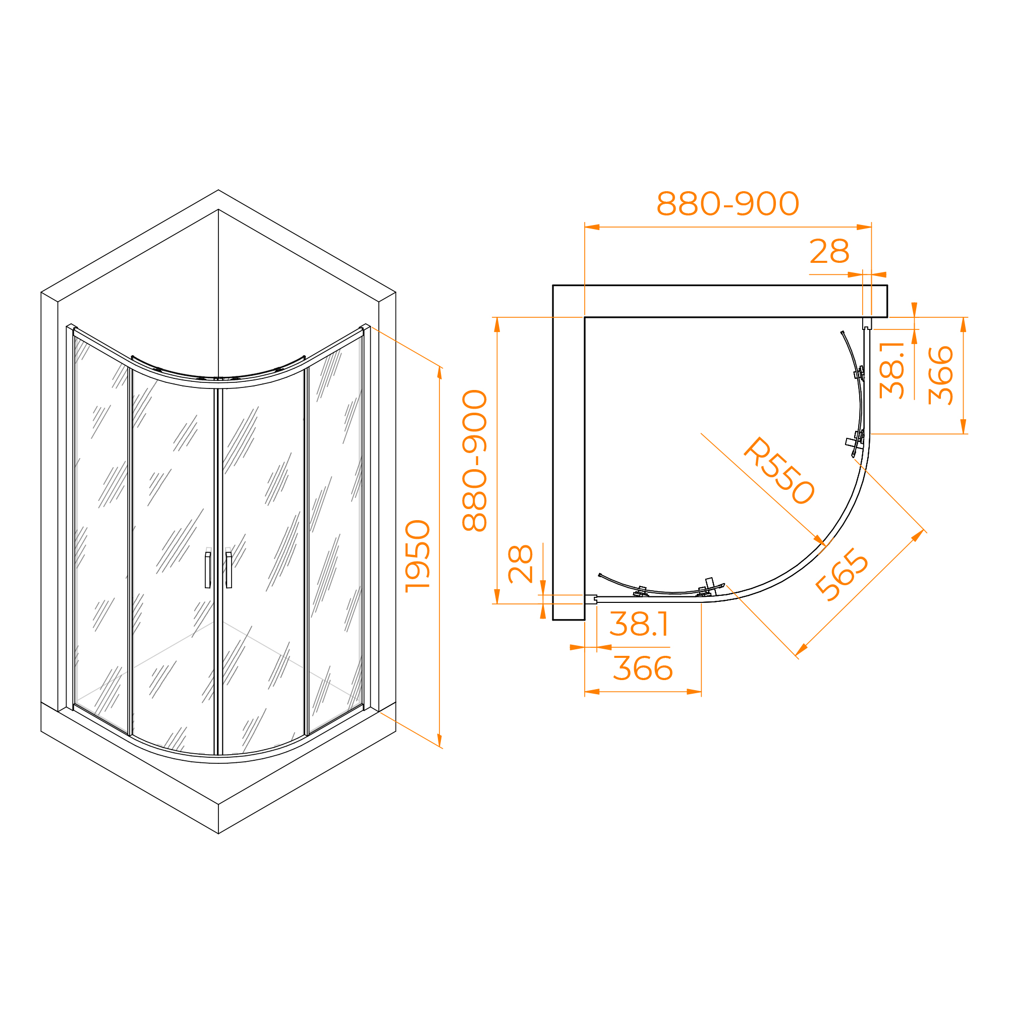 Душевой уголок RGW Passage PA-52B 90x90 прозрачное, черный 03085299-14