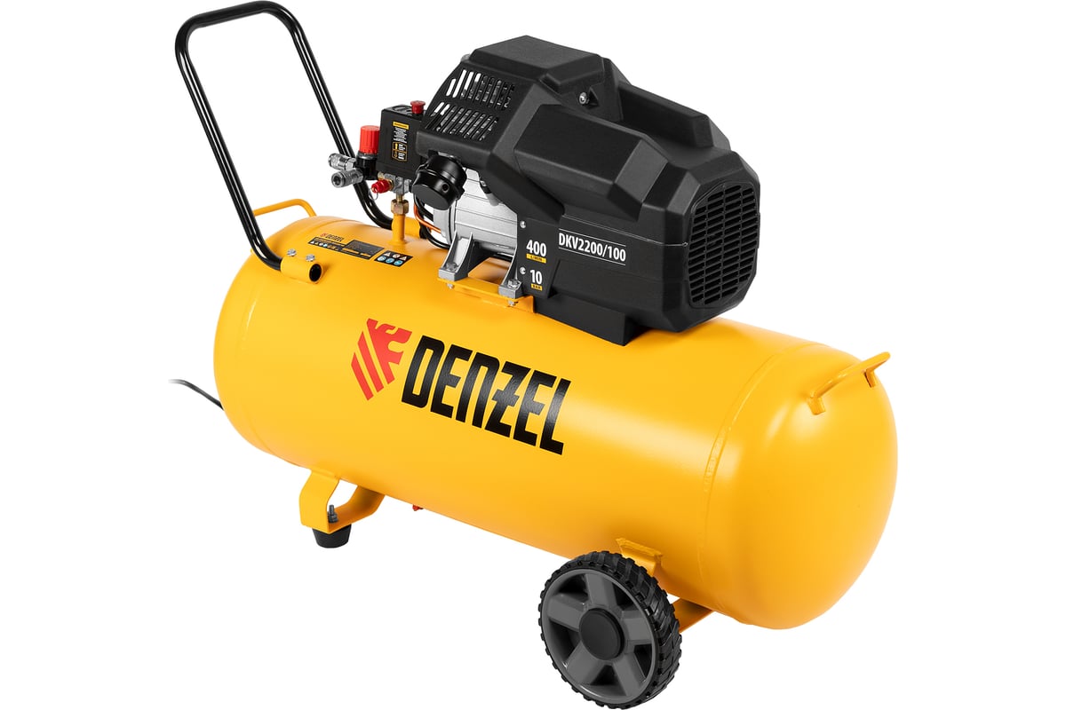 Воздушный компрессор Denzel DKV2200/100,Х-PRO 2.2 кВт, 400 л/мин, 100л 58079