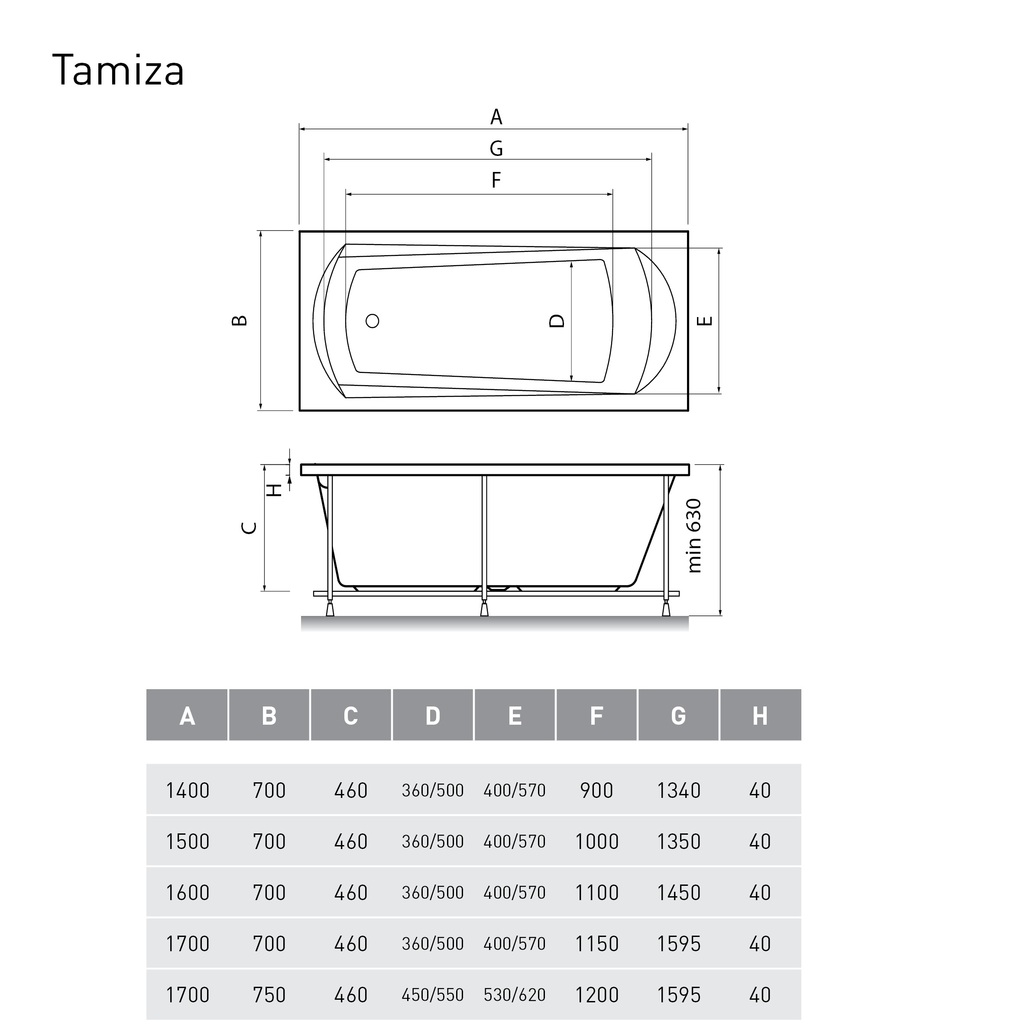 Акриловая ванна Relisan Tamiza 170x75 см