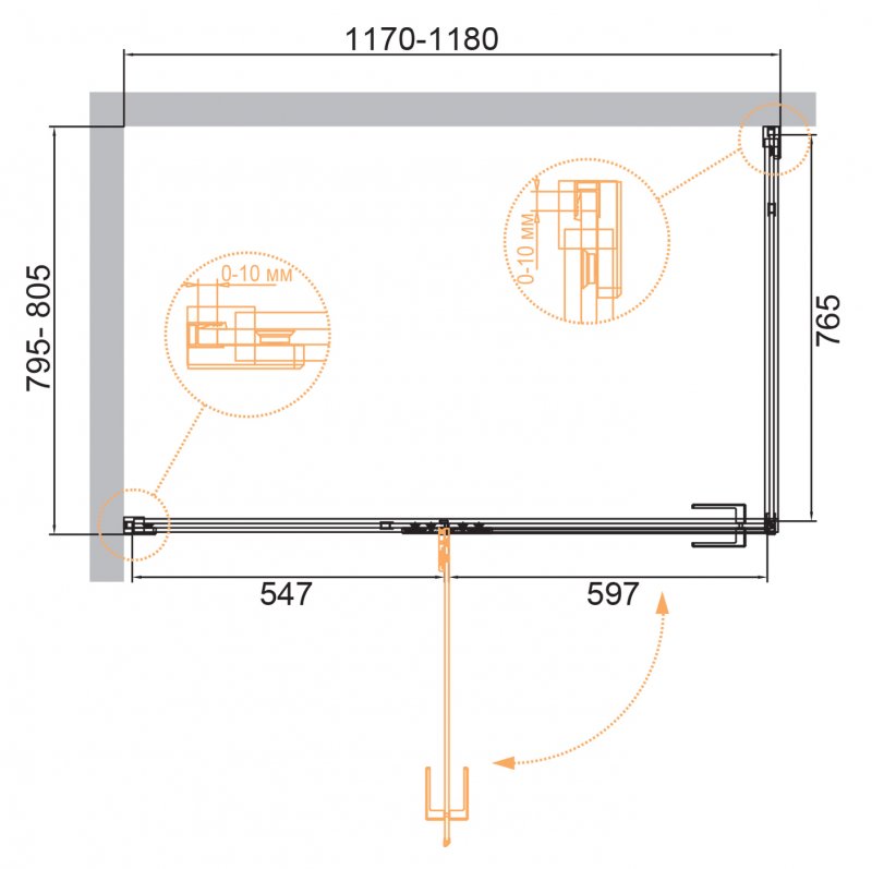 Душевой уголок Cezares Bellagio 120x80 BELLAGIO-AH-1-120/80-C-BORO прозрачный, брашированное золото