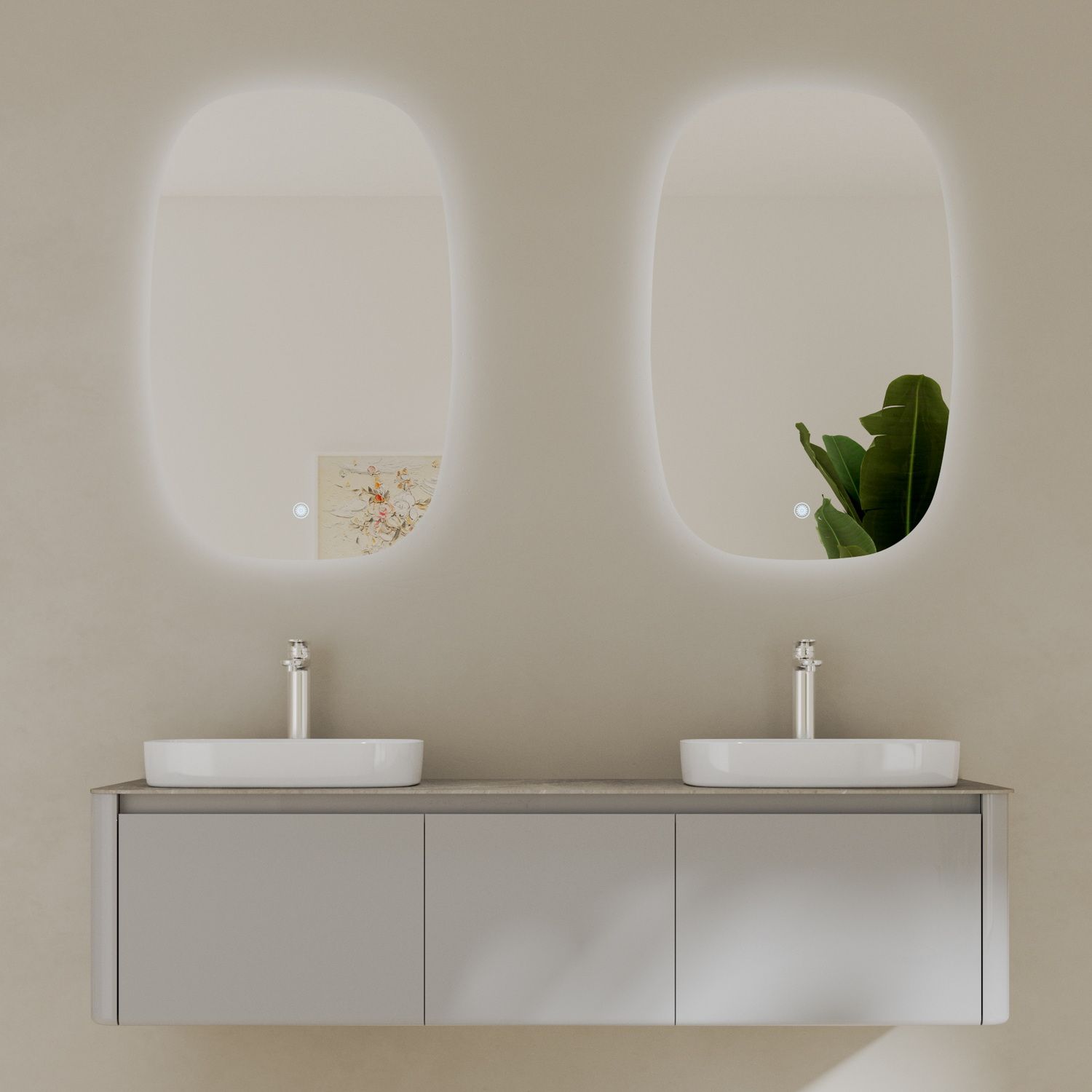 Мебель для ванной Black&White Universe U915.1600-2 Double 160 см, светло-серый, две раковины Мебель для ванной Black&White Universe U915.1600-2 Double 160 см, светло-серый, две раковины