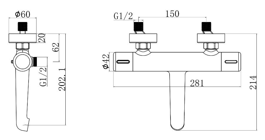 Смеситель для ванны Agger Thermo A2460000 с термостатом