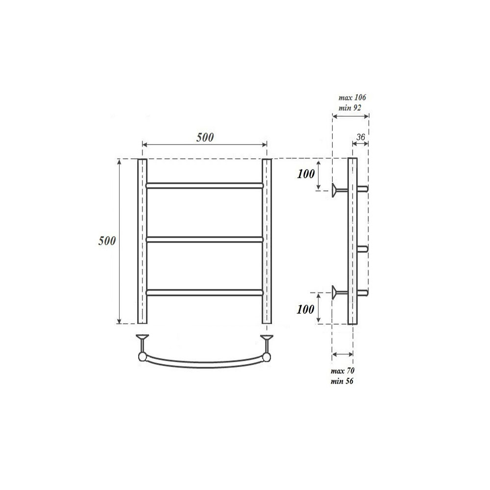 Полотенцесушитель водяной Point PN04155 П3 50x50, хром