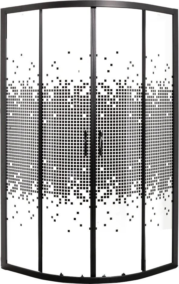 Душевой уголок Мономах ДУ 90/180 МЗ BL 90x90 прозрачное с рисунком, черный, 10000008620