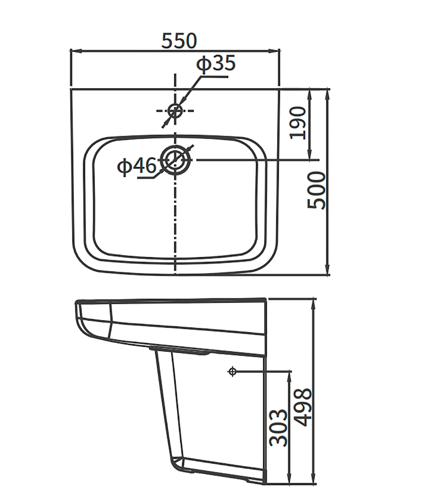 Раковина Arrow AGP32037C 55 см белый