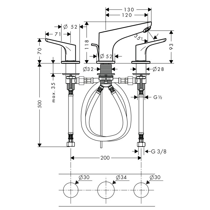 Смеситель для раковины Hansgrohe Focus 31937000, донный клапан