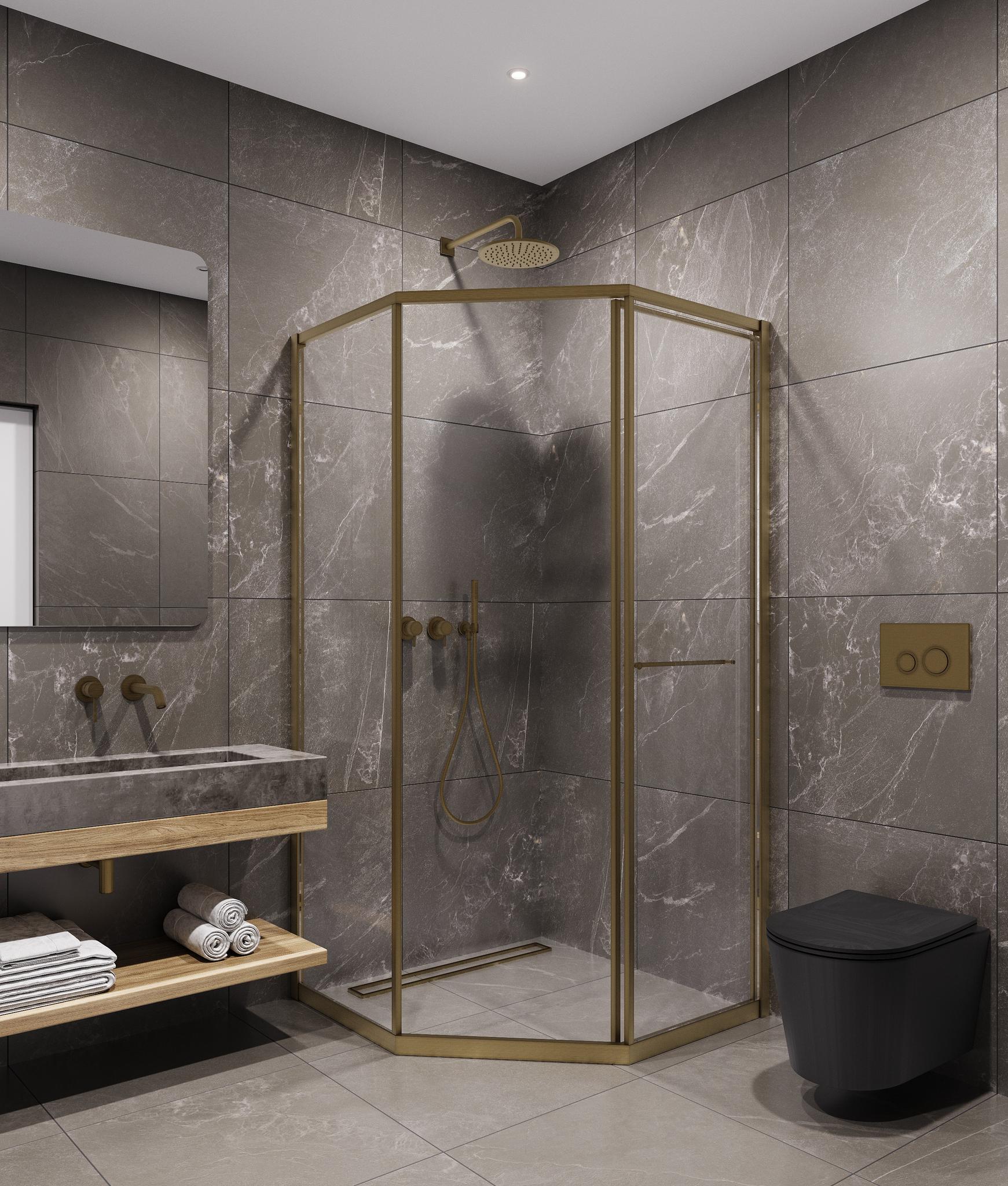 Душевой уголок Timo TTSS-100/17C-8R 100x100 правый, прозрачный, матовое золото