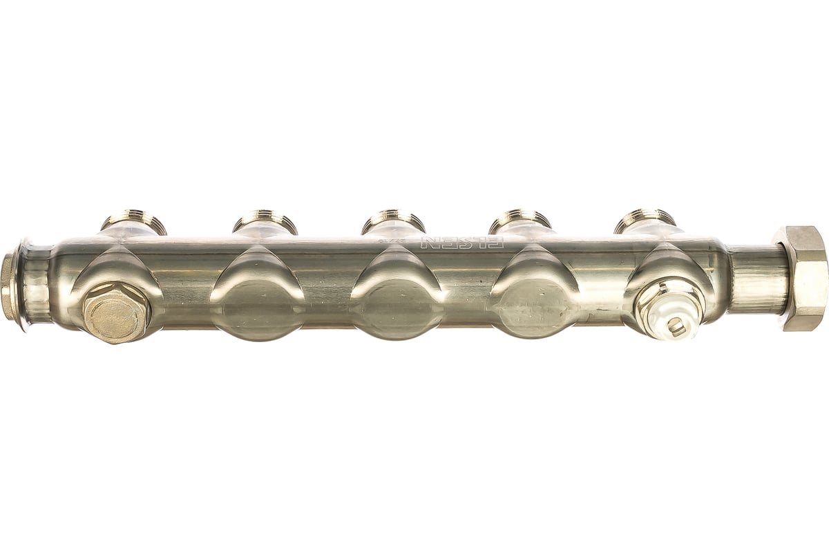Коллекторная группа ELSEN 1", 5 контуров, размер отвода-3/4", нержавеющая сталь EMi01.05