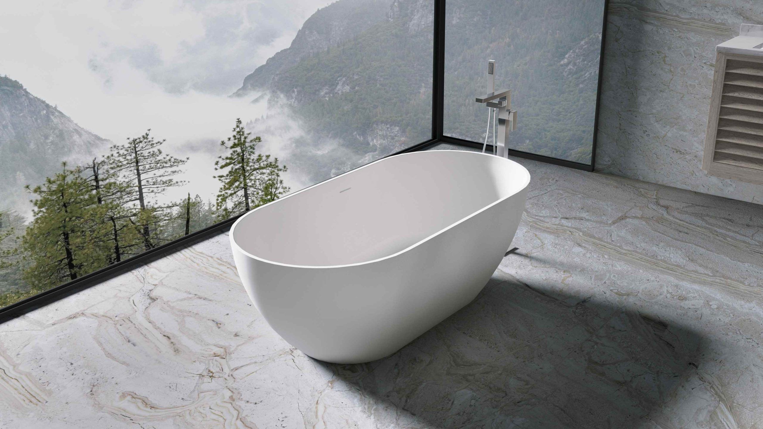 Ванна из искусственного камня Vincea Солид Серфейс (Solid Surface) VBT-4S04MW-1600 белый матовый 160x80 см