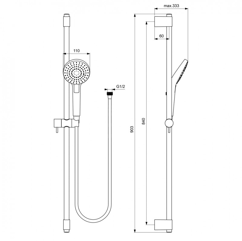 Душевой гарнитур Ideal Standard Idealrain Evo Round L3 B2237AA