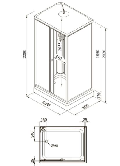 Душевая кабина Тритон Квадро А Щ0000045508 120x80 ДН4, полосы