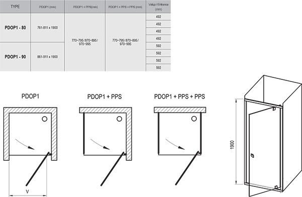 Душевая дверь Ravak Pivot PDOP1-90 сатин