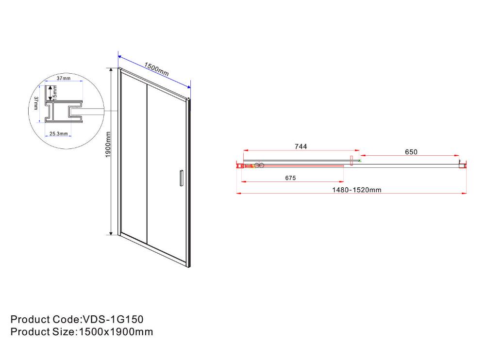 Душевая дверь Vincea Garda 150x190 хром, прозрачная