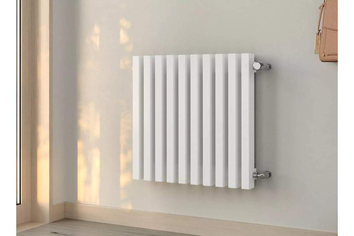 Вертикальный стальной радиатор GUARDO Retta 6P 300x1280 мм, 26 секций, S=12м², нижнее левое подключение 6P-0300-26 NK-VER-L R9016(M)