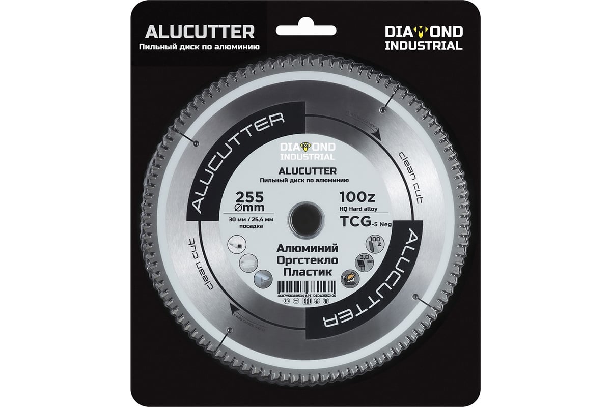 Диск пильный по алюминию, пластику Alucutter 255x30/25.4 мм, Z=100 TCG Diamond Industrial DIDA255Z100