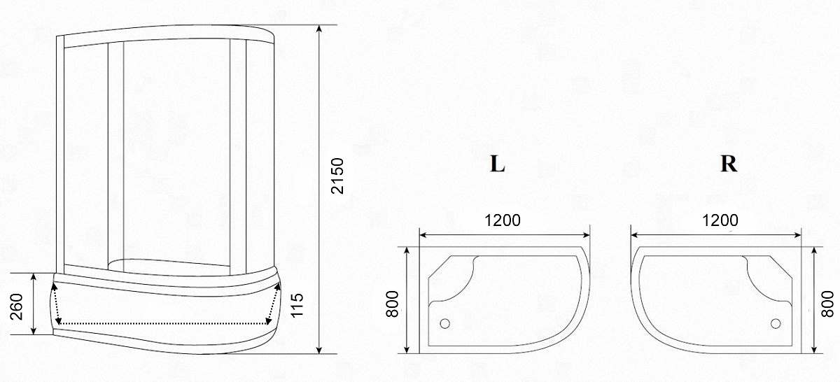 Душевая кабина Parly Bianco BMM120R 120x80