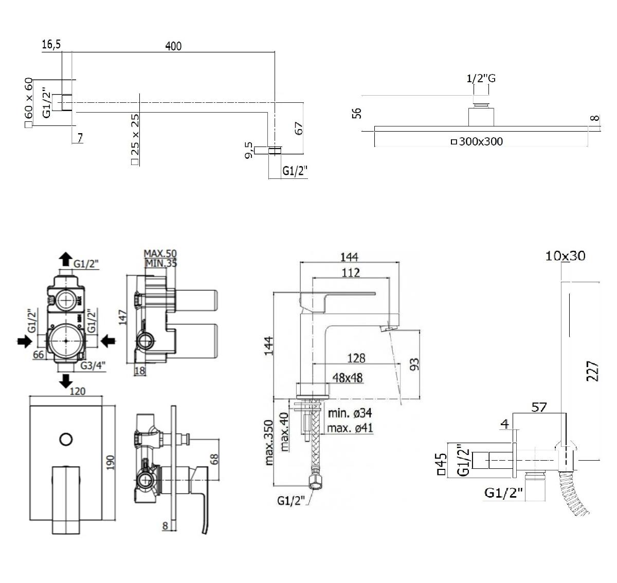 Душевой набор Paffoni Elle KITEL015CR071KING душ 30 см, хром