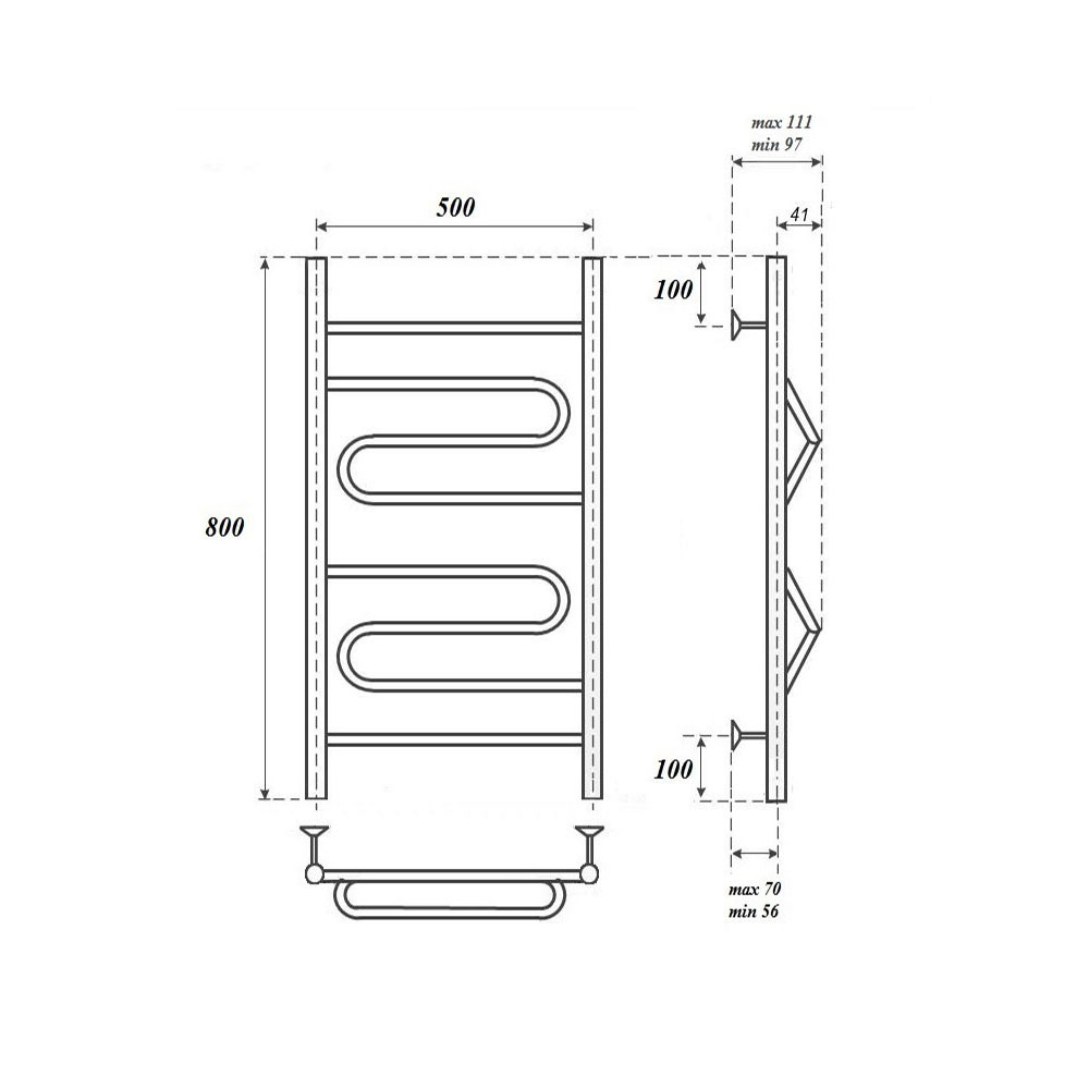 Полотенцесушитель водяной Point PN01158 П4 50x80, хром