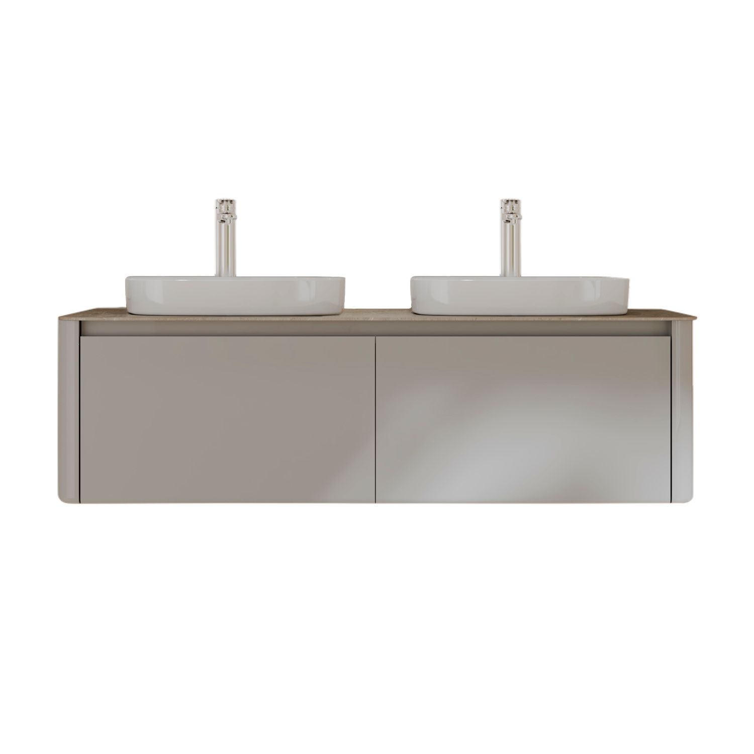 Мебель для ванной Black&White Universe U915.1400-2 Double 140 см, светло-серый, две раковины Мебель для ванной Black&White Universe U915.1400-2 Double 140 см, светло-серый, две раковины