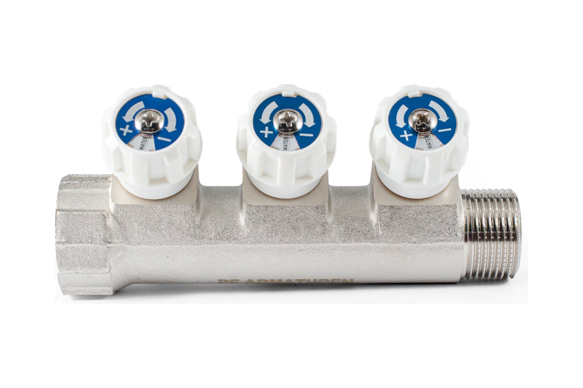 Коллектор с регулировочными вентилями PROFACTOR в/н 3/4" х 3 вых 1/2"нар PF MV 268.3