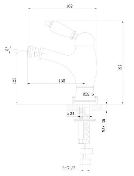 Смеситель для биде Caprigo Adria-Uno Black 02B-533-VOT бронза/черный