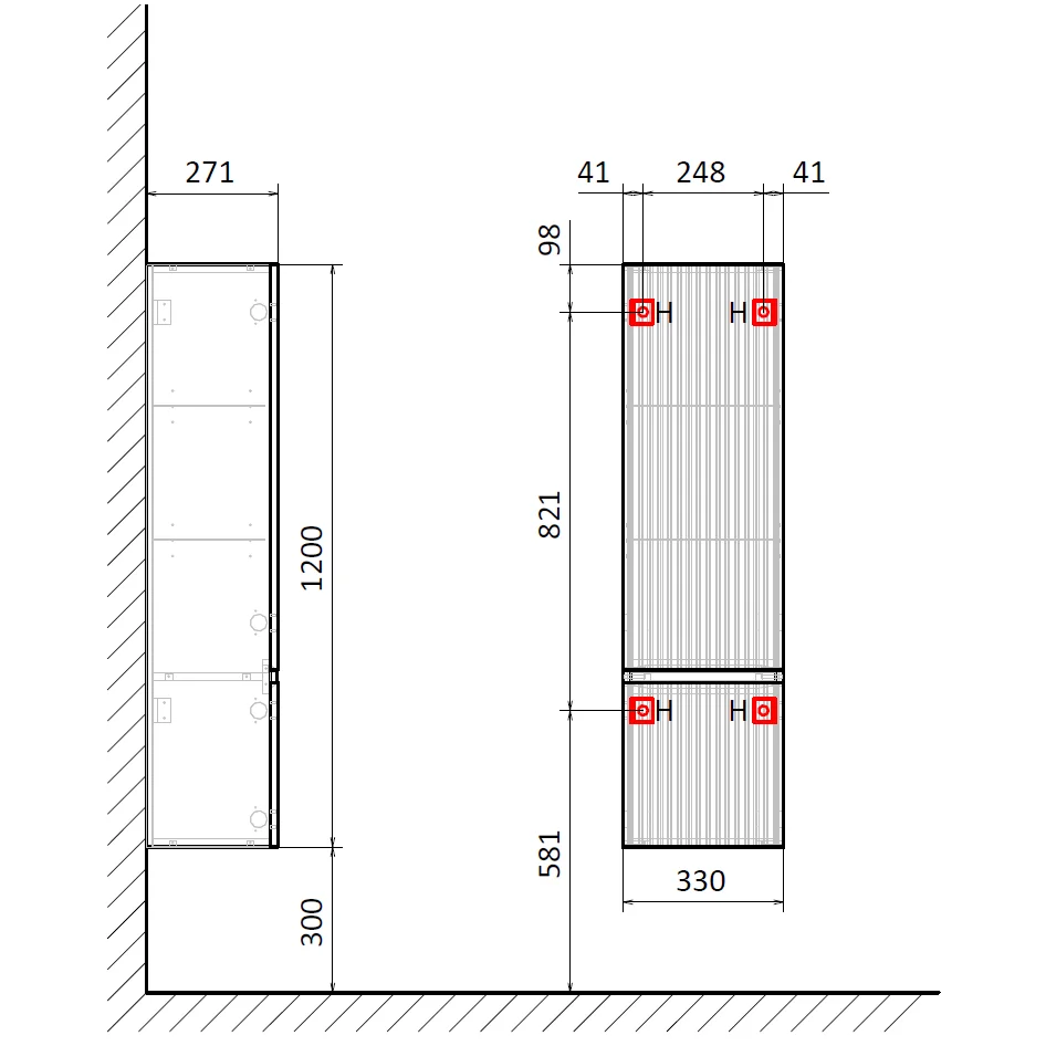Шкаф пенал AQUAme S1 33 см
