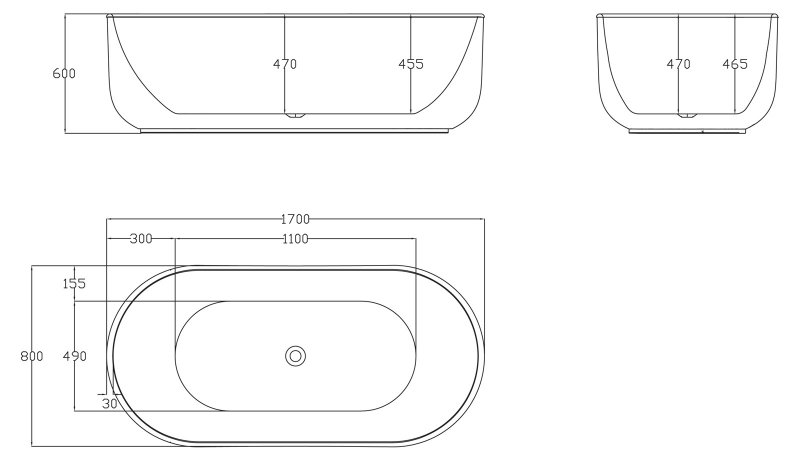 Акриловая ванна BelBagno BB401 170x80 белый