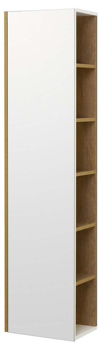 Шкаф пенал Акватон Сканди 40 см с зеркалом, дуб рустикальный