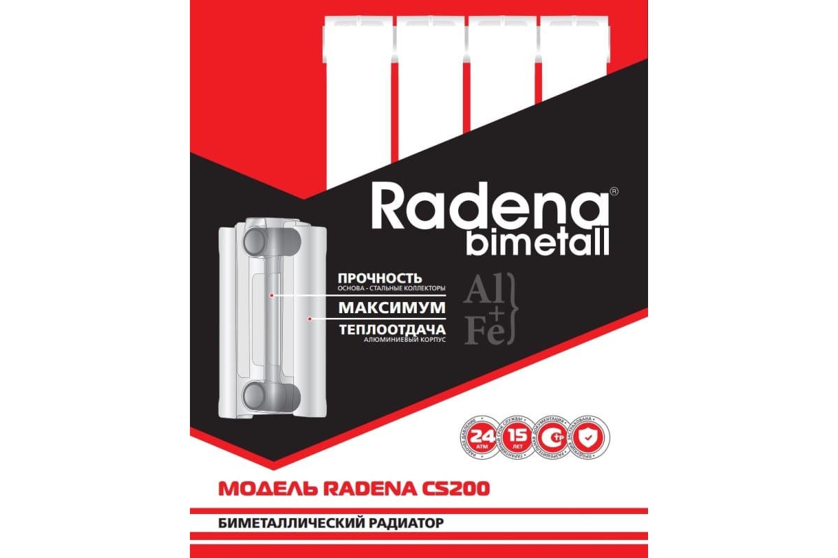 Биметаллический радиатор Radena CS200 10 секций 009010409-02