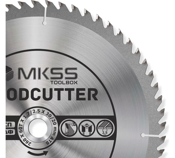 Диск пильный по дереву MKSS Toolbox Woodcutter WC2600 260x60Тх30/20 мм WC26006030