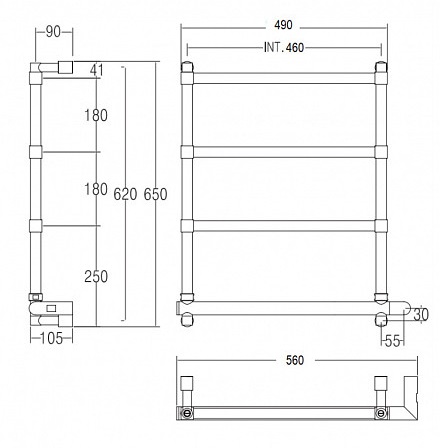 Полотенцесушитель электрический Margaroli Sole 542/TQ хром 5424604TQCRB