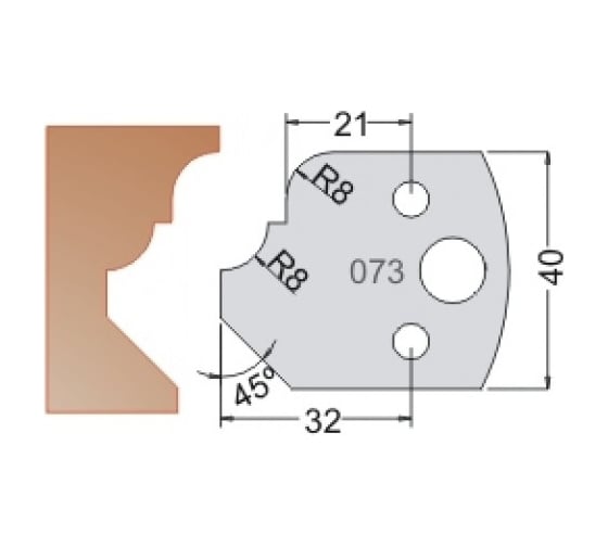 Нож мультисистема HSS мультипрофиль карниз R8 40x20x4 мм Dimar 3307340