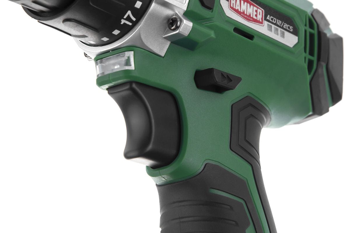 Аккумуляторная дрель-шуруповерт Hammer Flex 12 В, 2x1.5 Ач, Li-ION, 10 мм, 0-350/0-1400 об/мин, 26 Нм, в кейсе ACD12/2CS