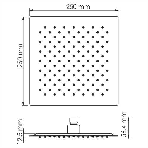 Верхний душ WasserKRAFT Wiese A200 25x25 см, темно-серый