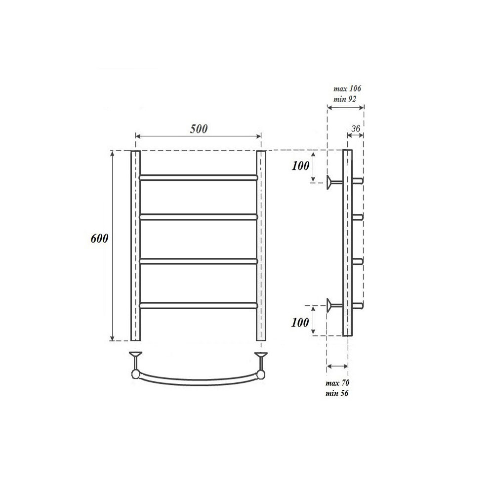 Полотенцесушитель водяной Point PN04156 П4 50x60, хром