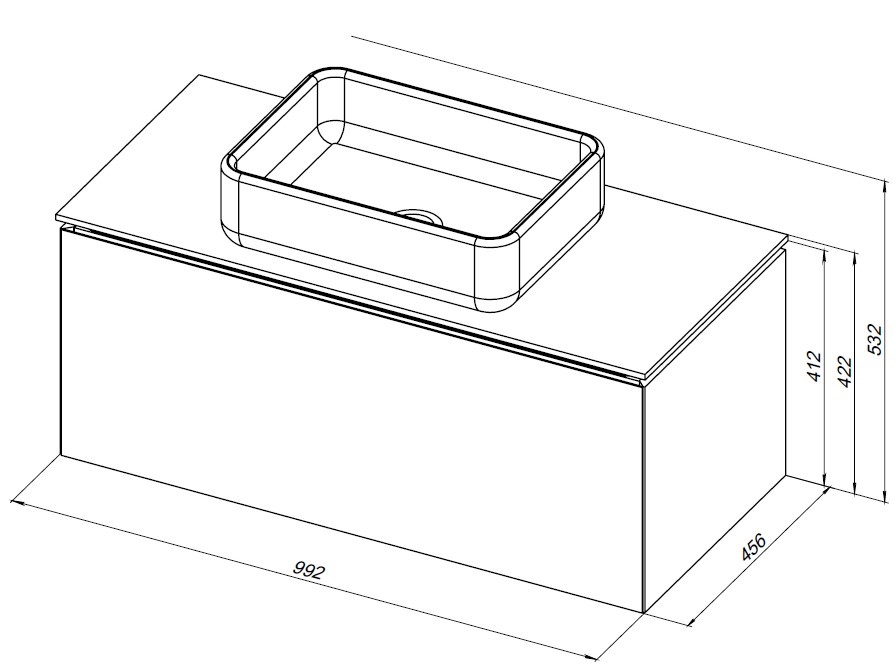 Мебель для ванной Allen Brau Infinity 100 см, 1 ящик, anthracite matt