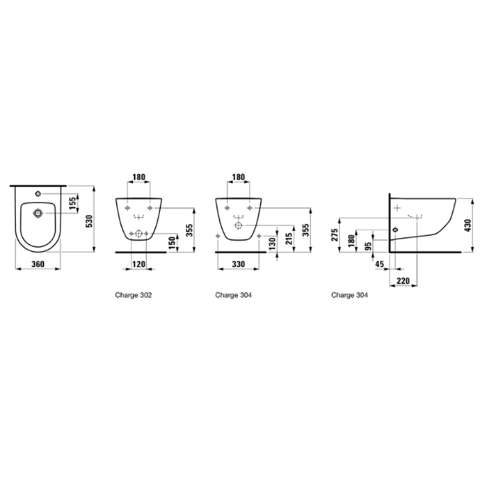 Подвесное биде Laufen Pro 53x36x33,5 см, с 1 отв., c покрытием LCC 8.3095.2.400.302.1