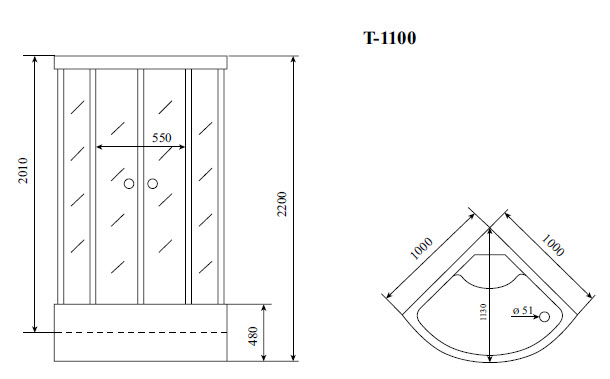 Душевая кабина Timo Standart T-1100 100x100