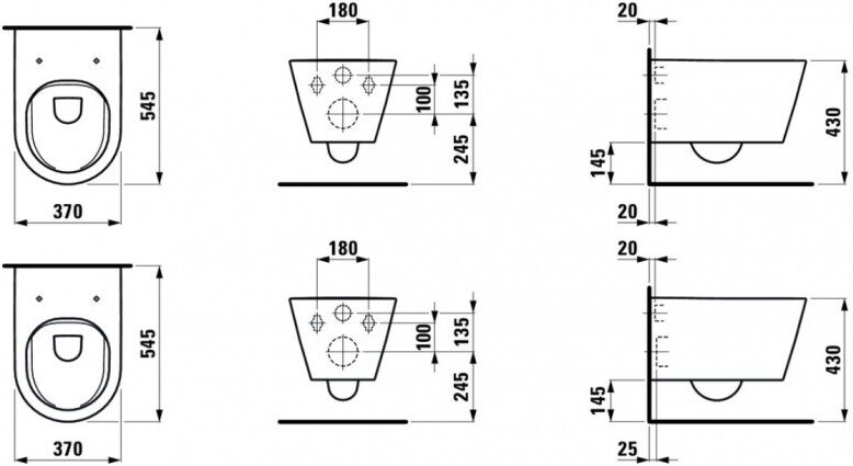 Подвесной унитаз Laufen Kartell Rimless 8.2033.7.000.000.1 безободковый