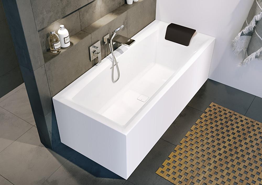 Акриловая ванна Riho Still Square Plug&Play 170x75 см R с монолитной панелью