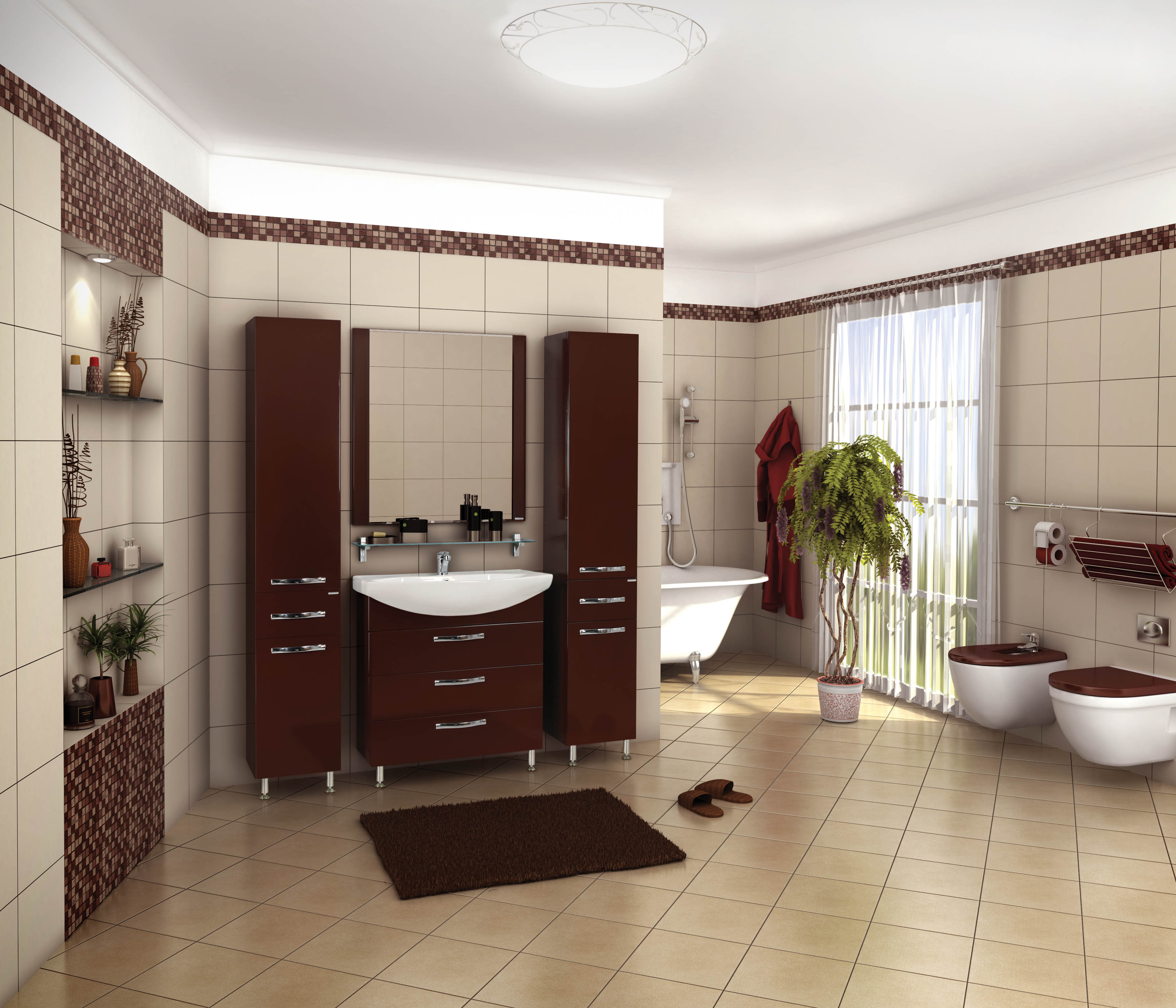 Мебель для ванной Акватон Ария 80 Н, темно-коричневый
