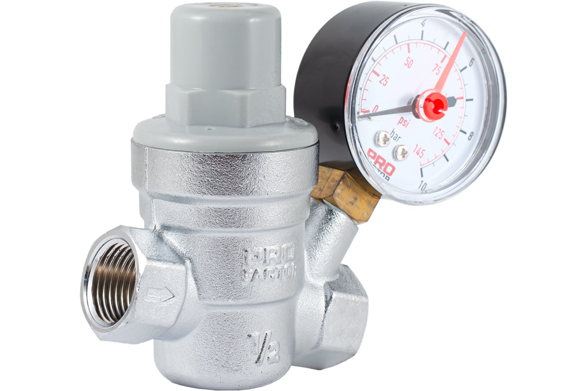 Редуктор давления PROFACTOR мембранный, с манометром, 1/2" PF PRV 253G