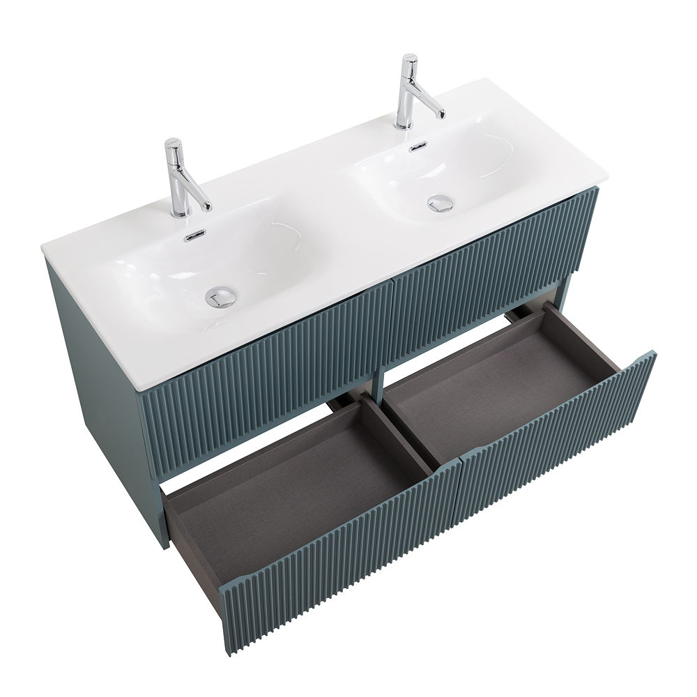 Тумба с раковиной BelBagno Uno 120 см, 4 ящика, Голубой матовый