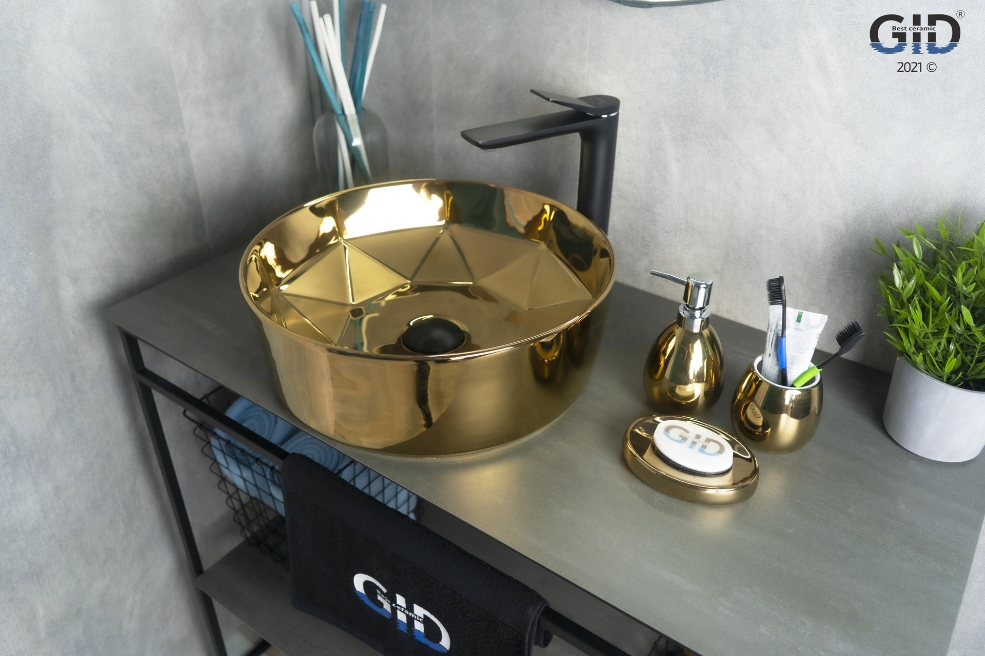 Раковина Gid LuxeLine D1342h015 40 см золотой/бронзовый