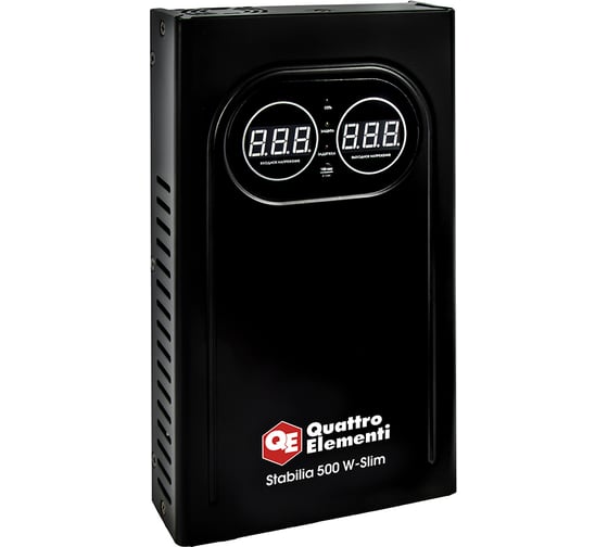 Стабилизатор напряжения настенный Quattro Elementi Stabilia 500 W-Slim (500 ВА, 140-270 В) 917-766