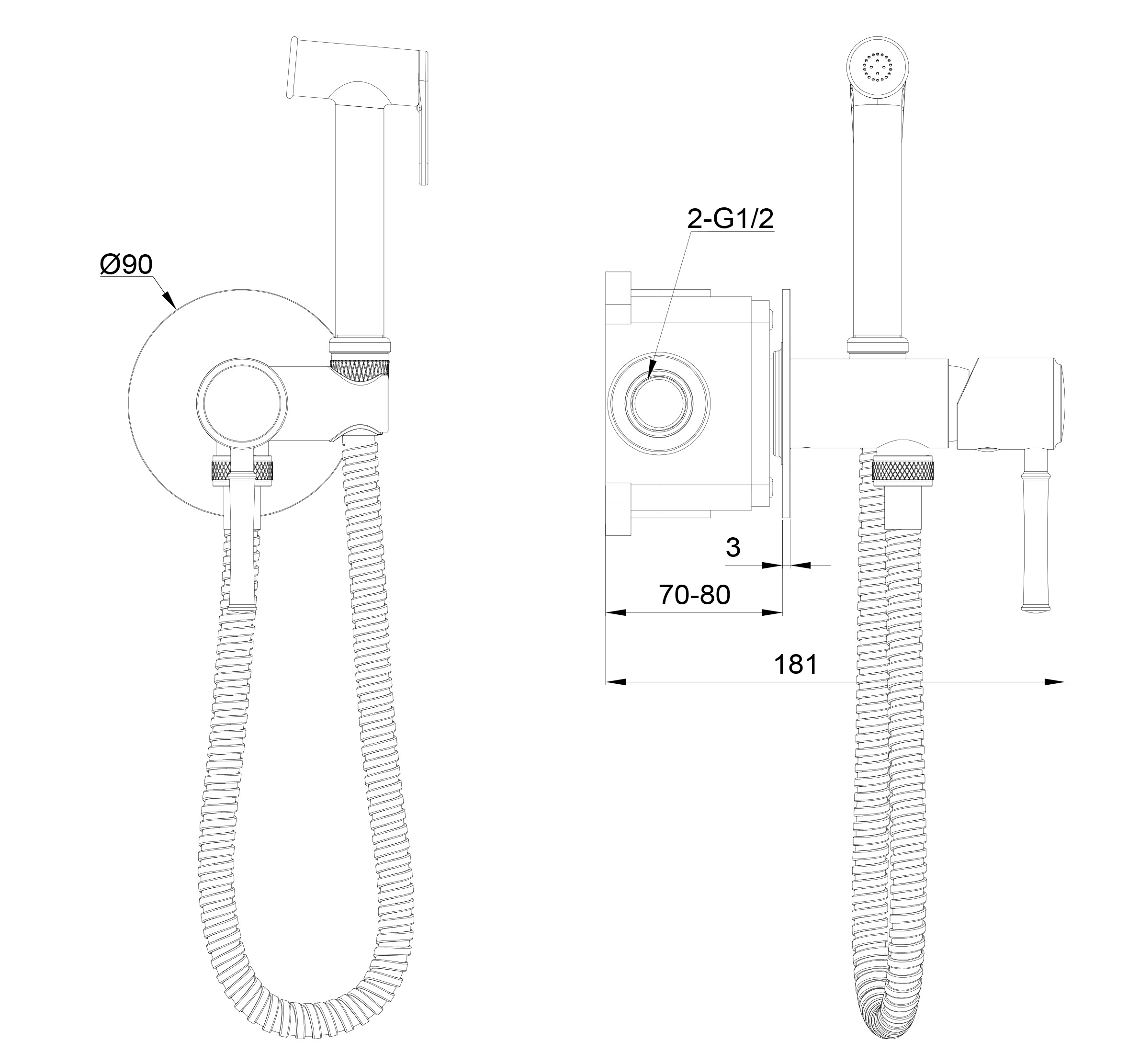 Смеситель Wonzon&Woghand Tor WW-88829073-BG с гигиеническим душем, брашированное золото