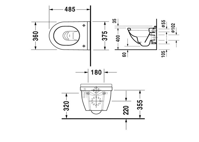 Подвесной унитаз Duravit Starck 3 Compact 2227090000